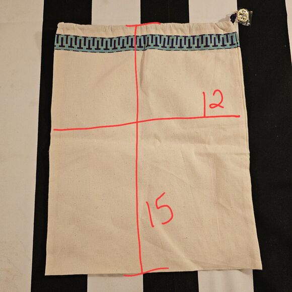 Tory Burch Ecru Canvas Gold Logo Charm 12x15" Dust Bag Small Travel Pouch - Picture 2 of 3